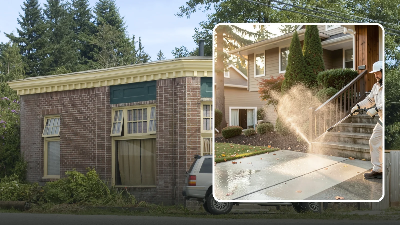 Stair Cleaning in Hamilton, Skagit County, WA - Clean exterior stairs to remove the slick moss layer that makes wet-weather steps dangerous.