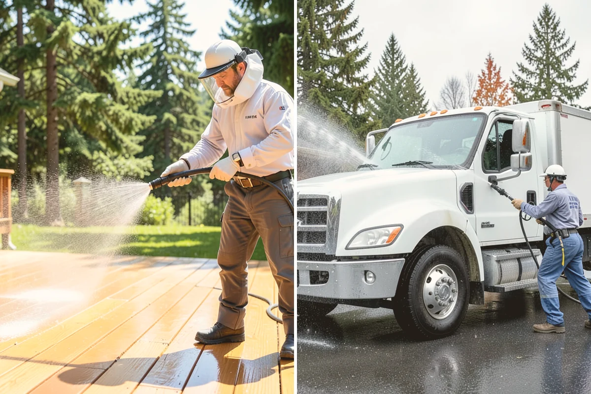 Stair Cleaning in Index, Snohomish County, WA - Clear debris and pre-treat treads and risers