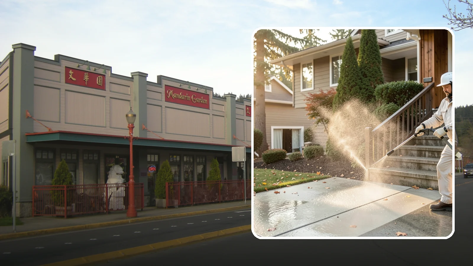 Stair Cleaning in Issaquah, King County, WA - Clean exterior stairs to remove the slick moss layer that makes wet-weather steps dangerous.