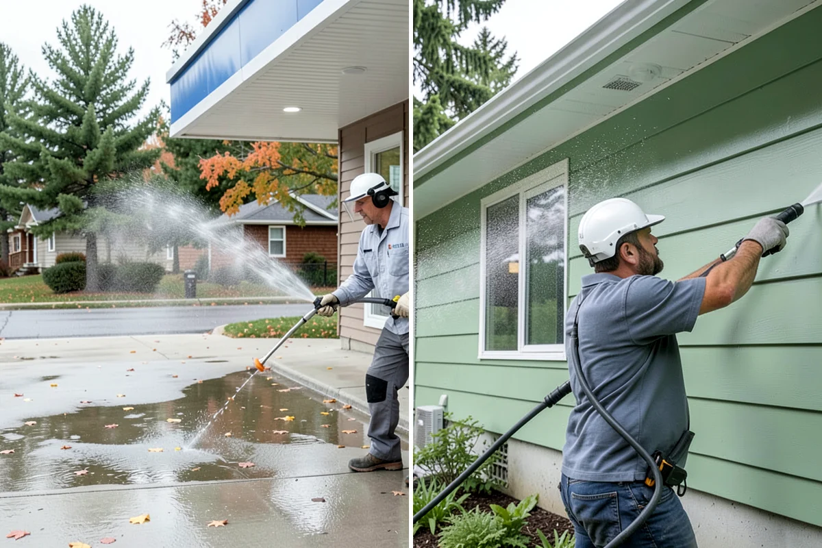 Stair Cleaning in Kenmore, King County, WA - Clear debris and pre-treat treads and risers