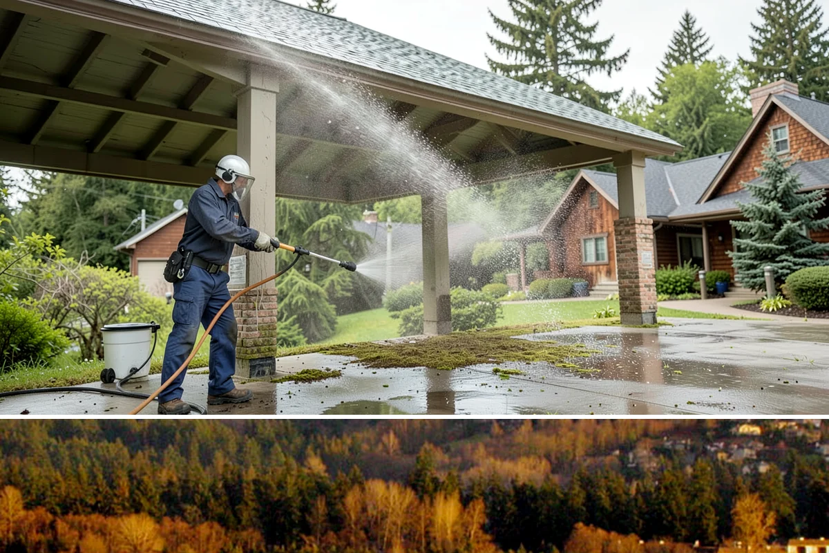 Stair Cleaning in Kenmore, King County, WA - Clean exterior stairs before the fall rains return to keep footing safe through winter.