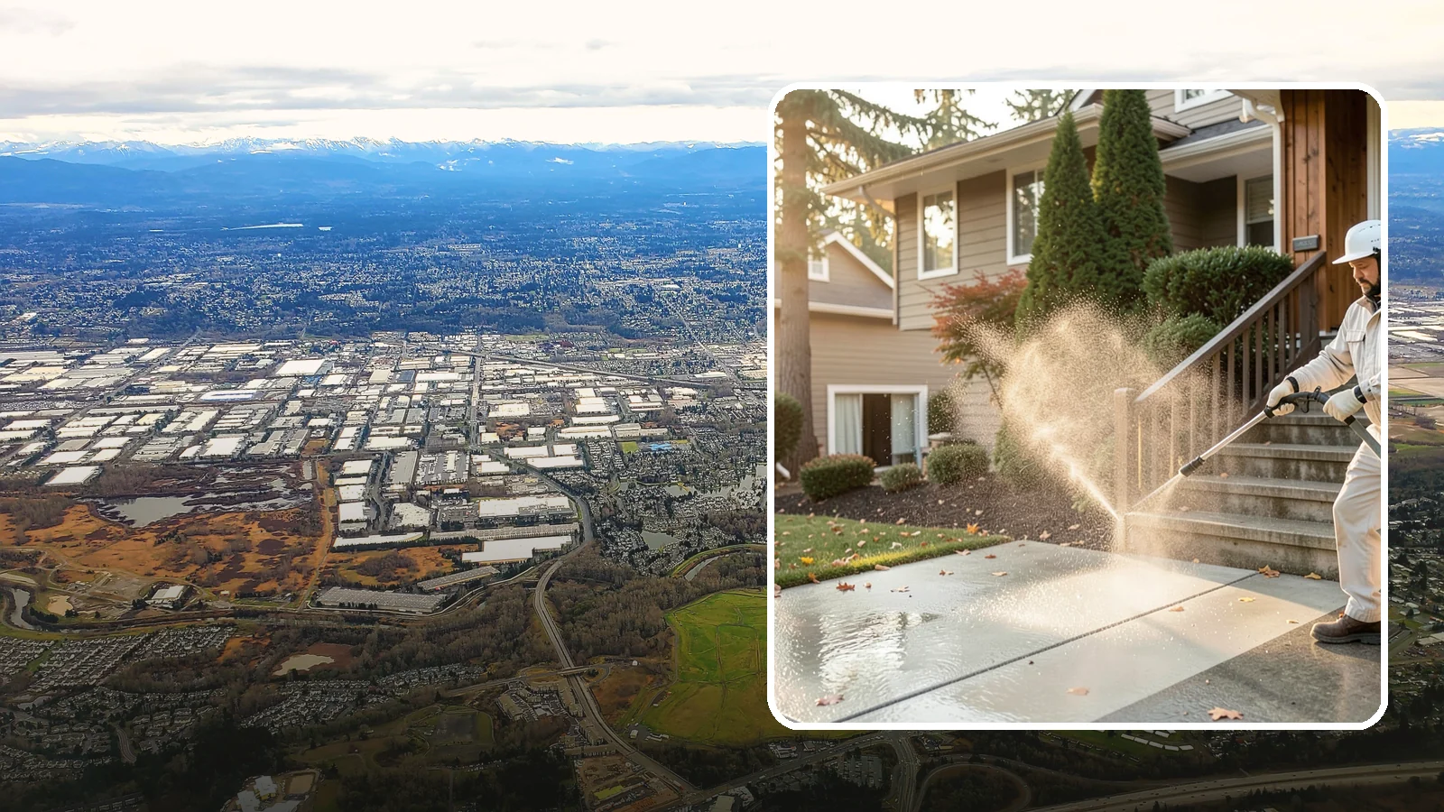 Stair Cleaning in Kent, King County, WA - Clean exterior stairs to remove the slick moss layer that makes wet-weather steps dangerous.