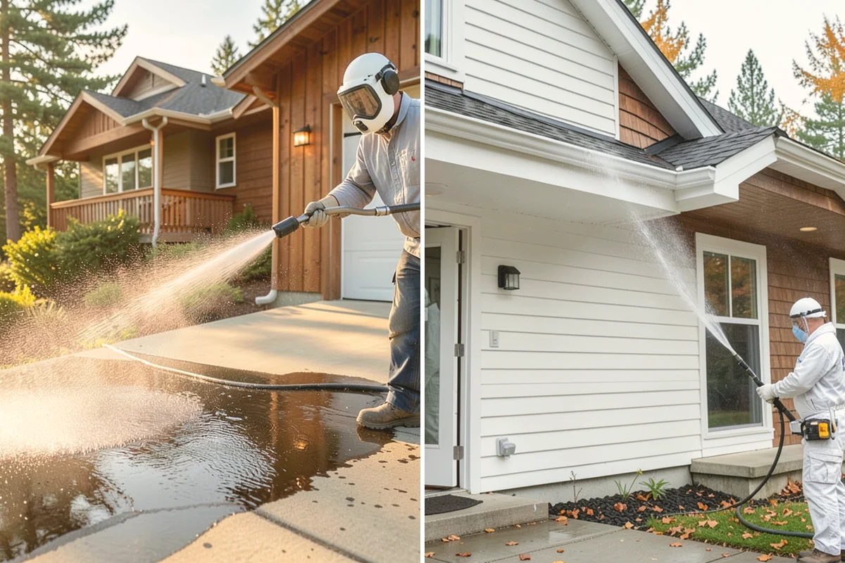 Stair Cleaning in Kent, King County, WA - Clear debris and pre-treat treads and risers