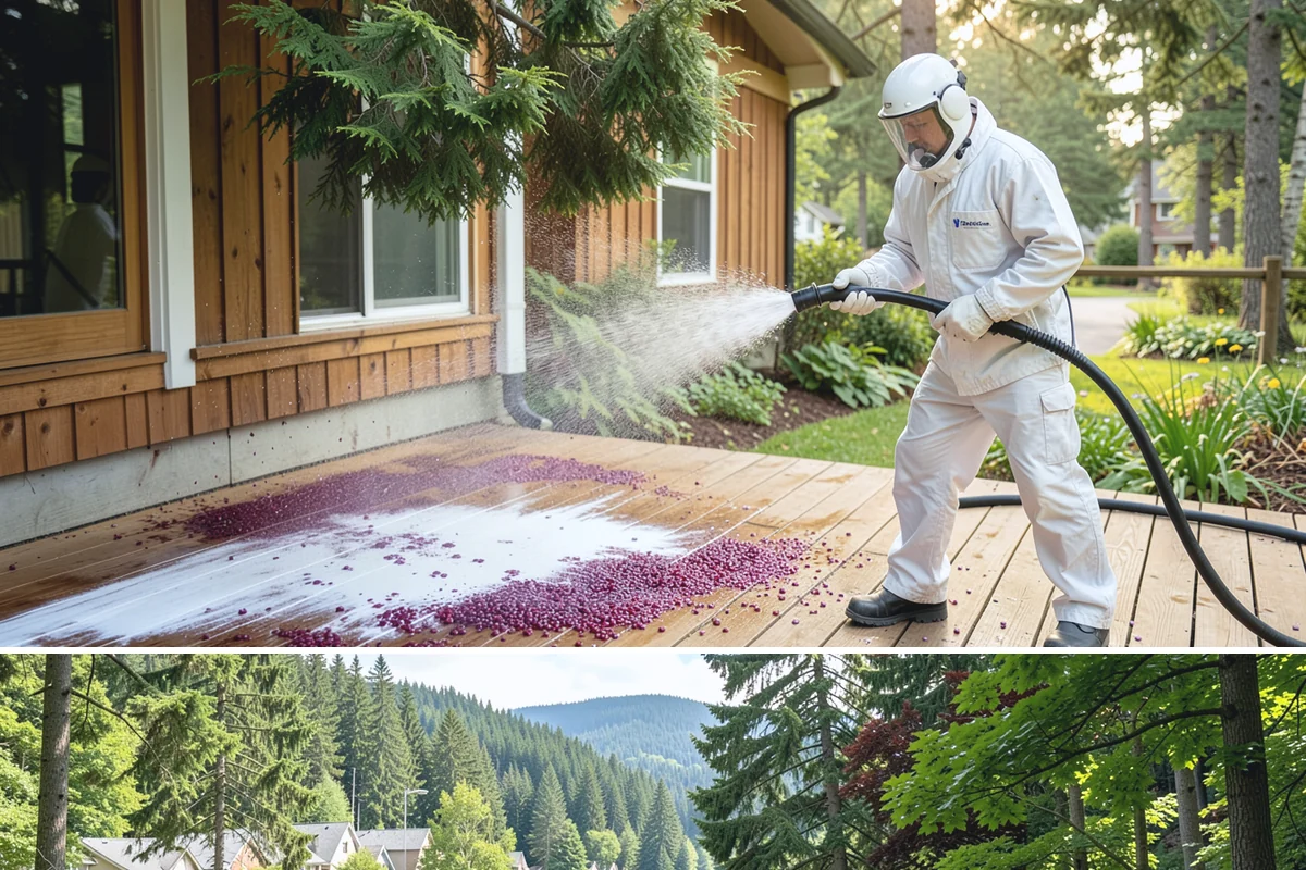 Stair Cleaning in Lake Forest Park, King County, WA - Clean exterior stairs before the fall rains return to keep footing safe through winter.