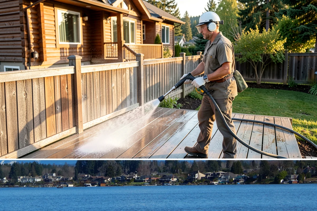 Stair Cleaning in Lake Stevens, Snohomish County, WA - Clean exterior stairs before the fall rains return to keep footing safe through winter.