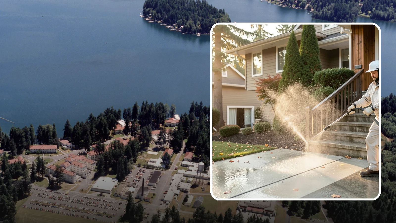 Stair Cleaning in Lakewood, Pierce County, WA - Clean exterior stairs to remove the slick moss layer that makes wet-weather steps dangerous.