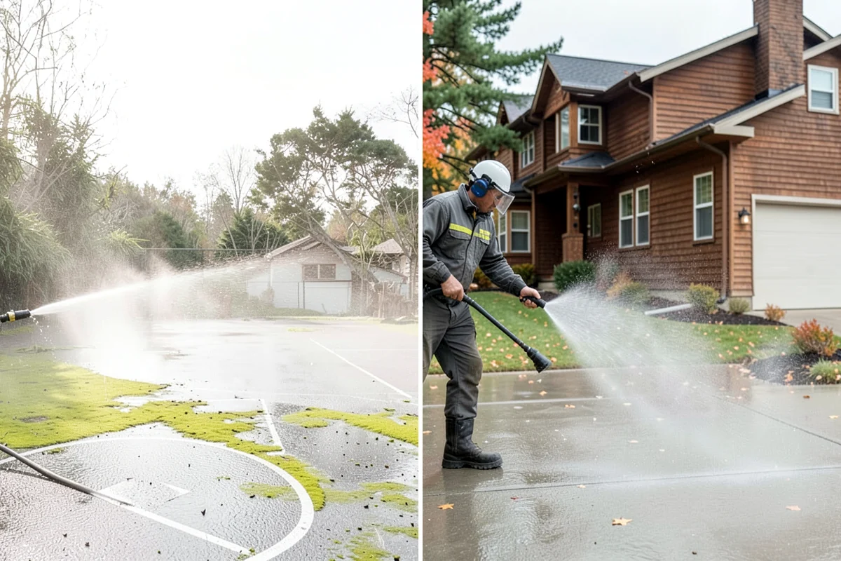 Stair Cleaning in Lyman, Skagit County, WA - Clear debris and pre-treat treads and risers