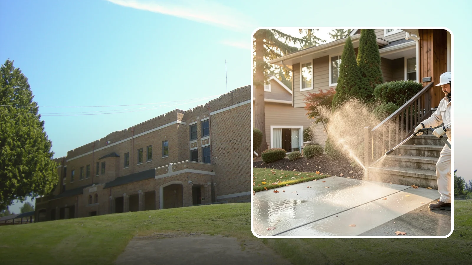 Stair Cleaning in Maple Valley, King County, WA - Clean exterior stairs to remove the slick moss layer that makes wet-weather steps dangerous.