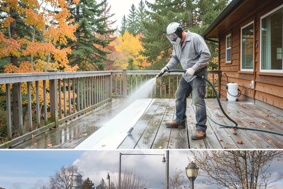 Stair Cleaning in Marysville, Snohomish County, WA - Clean exterior stairs before the fall rains return to keep footing safe through winter.