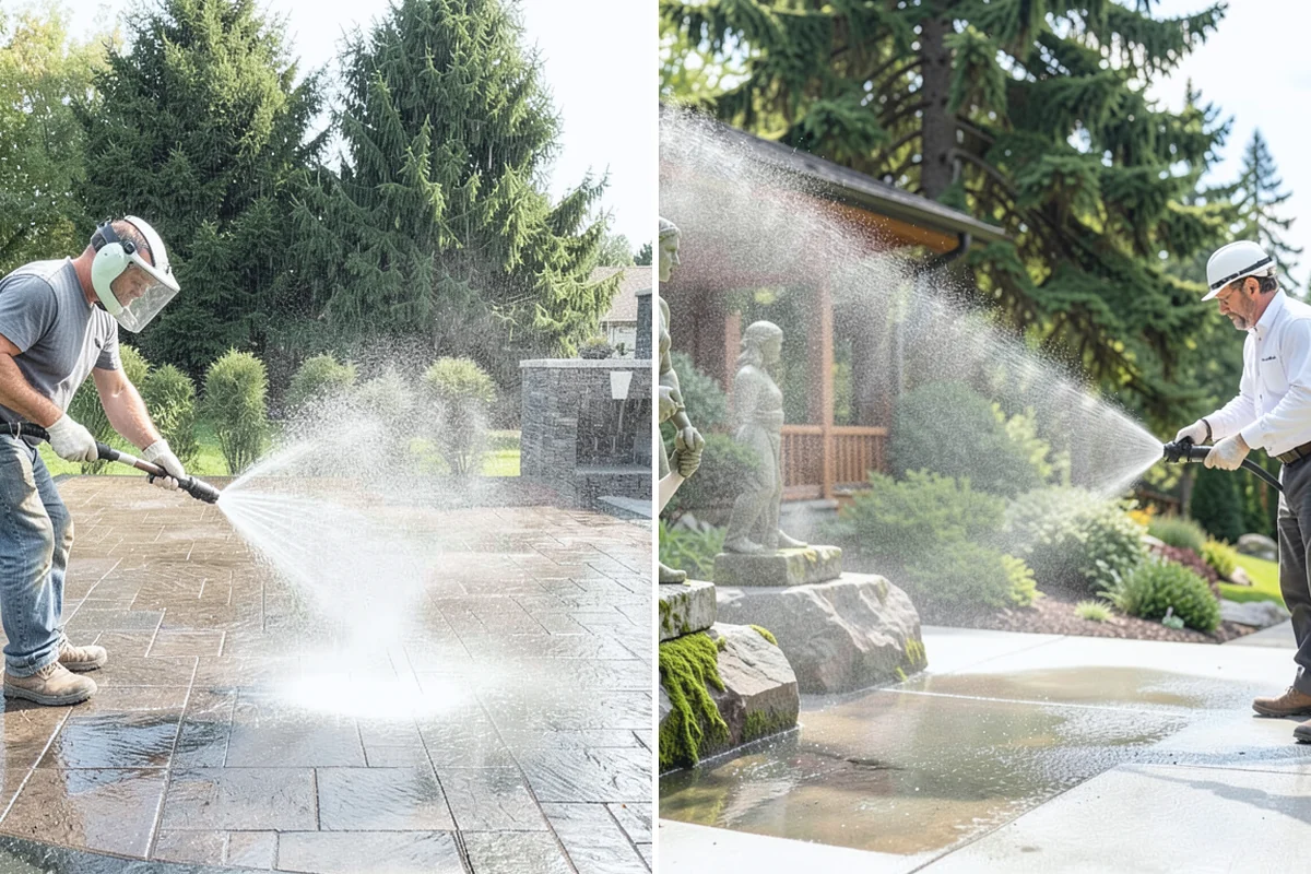 Stair Cleaning in Medina, King County, WA - Clear debris and pre-treat treads and risers