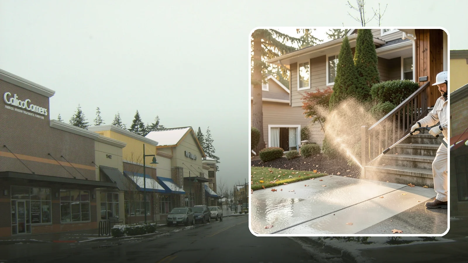 Stair Cleaning in Mill Creek, Snohomish County, WA - Clean exterior stairs to remove the slick moss layer that makes wet-weather steps dangerous.