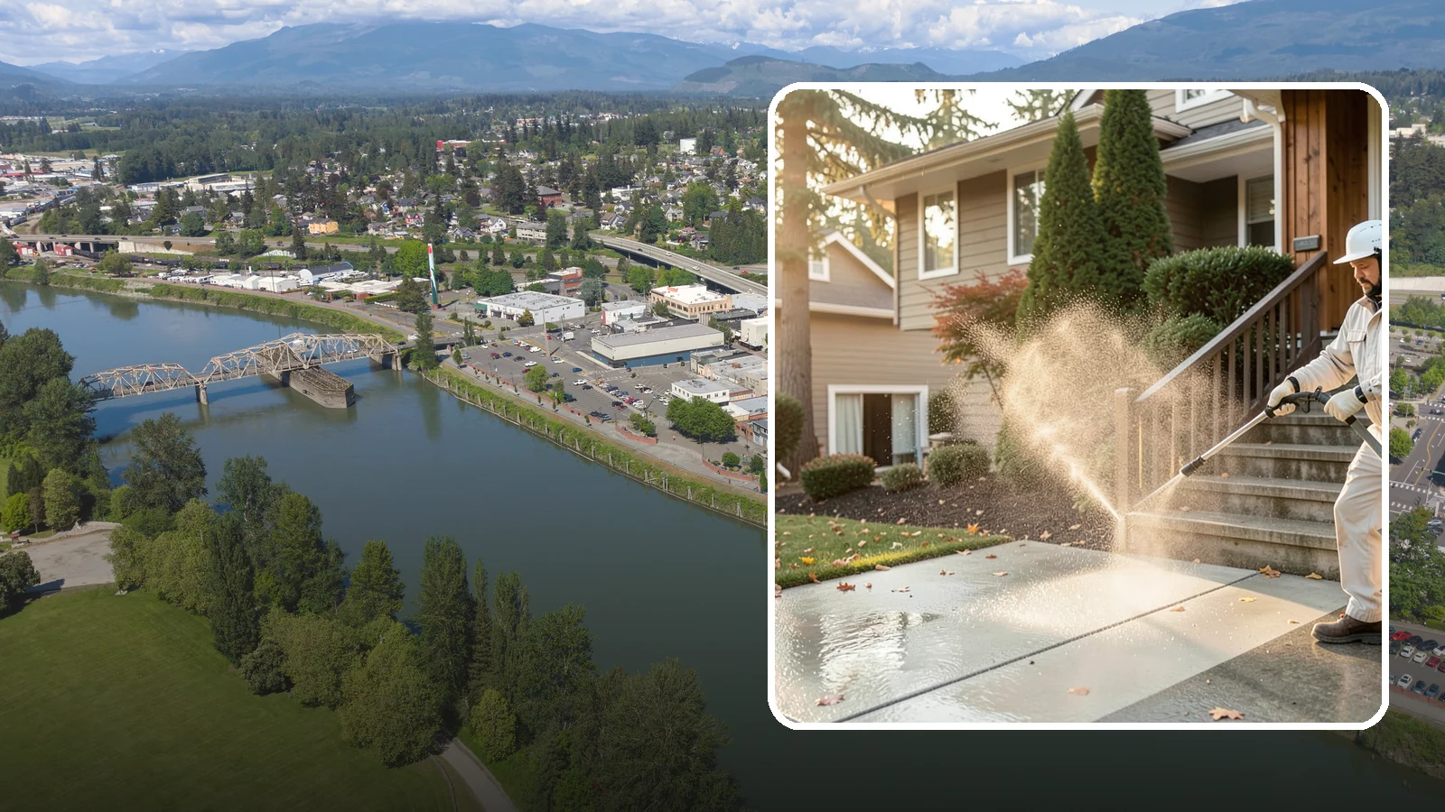 Stair Cleaning in Mount Vernon, Skagit County, WA - Clean exterior stairs to remove the slick moss layer that makes wet-weather steps dangerous.