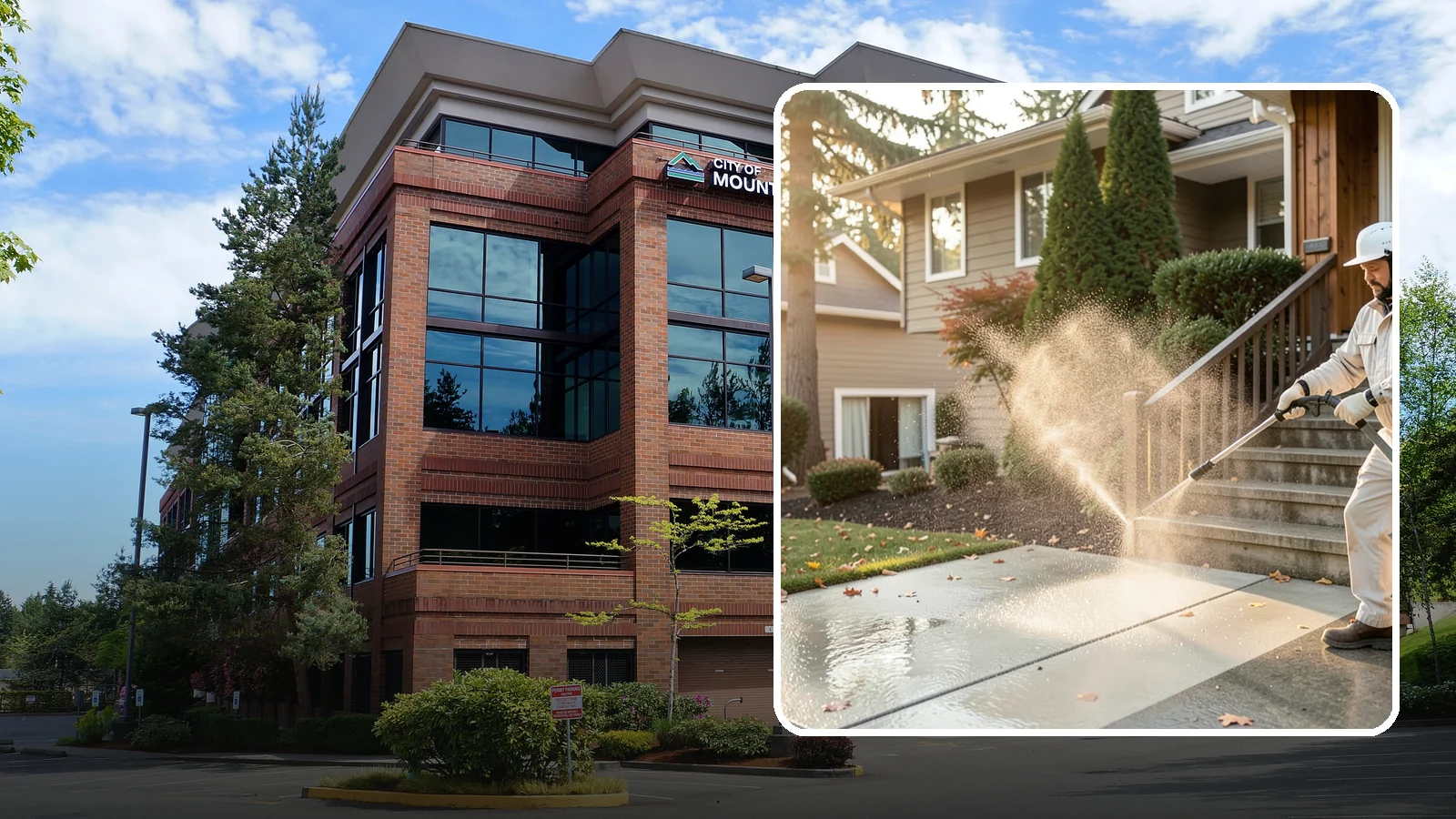 Stair Cleaning in Mountlake Terrace, Snohomish County, WA - Clean exterior stairs to remove the slick moss layer that makes wet-weather steps dangerous.