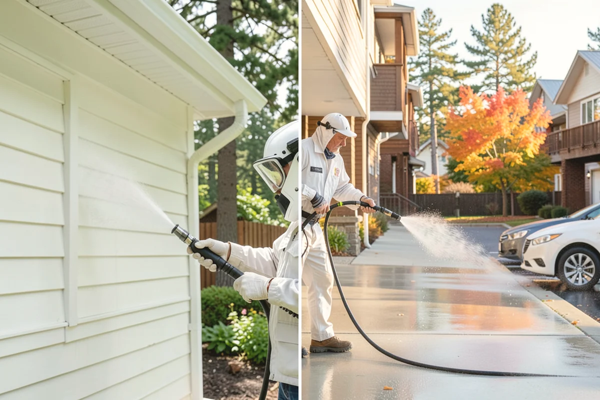 Stair Cleaning in Mountlake Terrace, Snohomish County, WA - Clear debris and pre-treat treads and risers