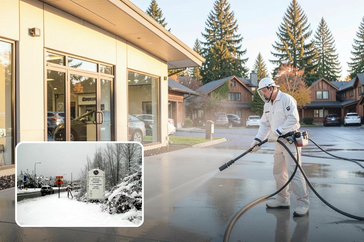 Stair Cleaning in Newcastle, King County, WA - Removes the slick growth that causes stair falls