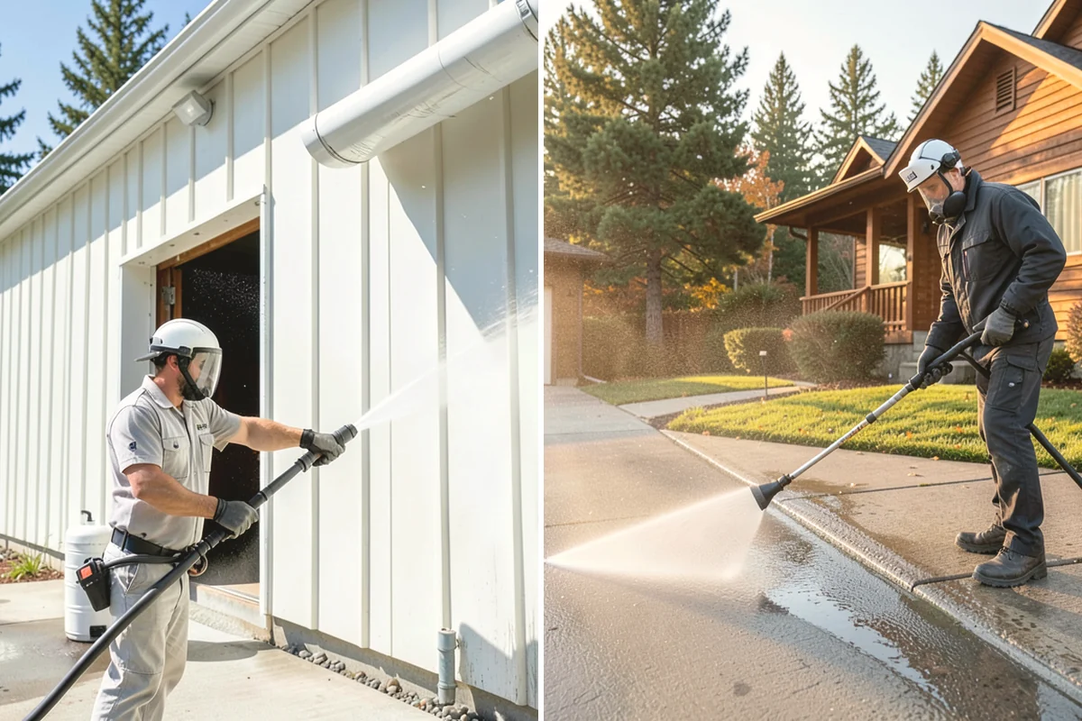 Stair Cleaning in Oak Harbor, Island County, WA - Clear debris and pre-treat treads and risers