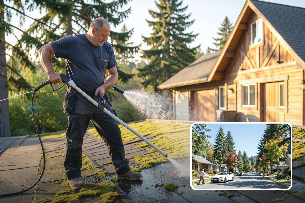 Stair Cleaning in Orting, Pierce County, WA - Removes the slick growth that causes stair falls