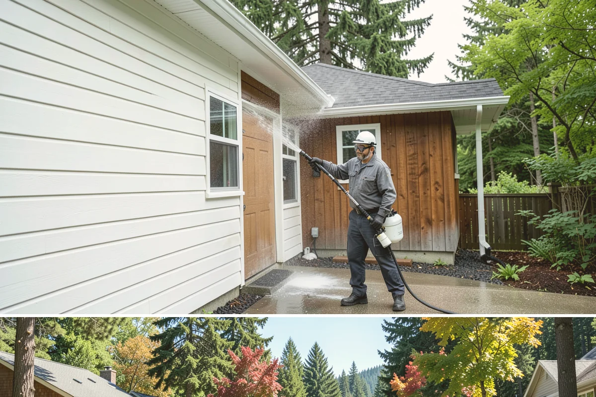 Stair Cleaning in Orting, Pierce County, WA - Clean exterior stairs before the fall rains return to keep footing safe through winter.
