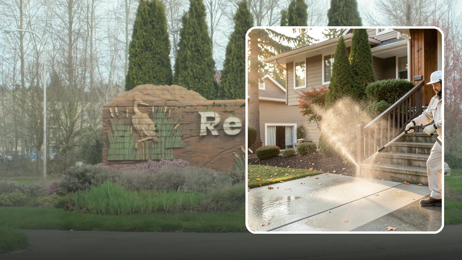 Stair Cleaning in Renton, King County, WA - Clean exterior stairs to remove the slick moss layer that makes wet-weather steps dangerous.