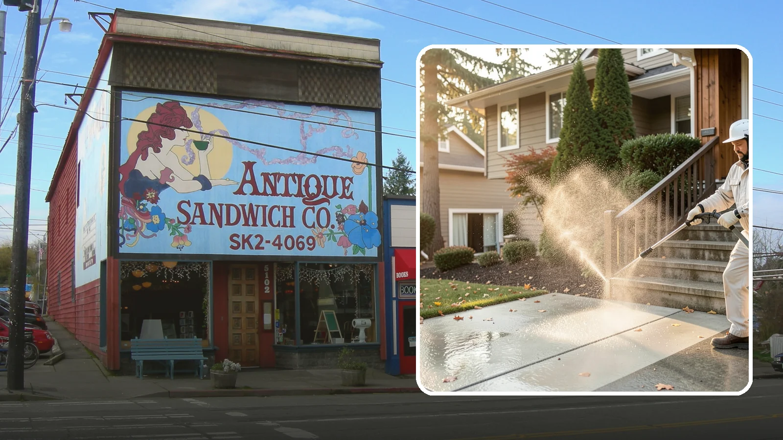 Stair Cleaning in Ruston, Pierce County, WA - Clean exterior stairs to remove the slick moss layer that makes wet-weather steps dangerous.