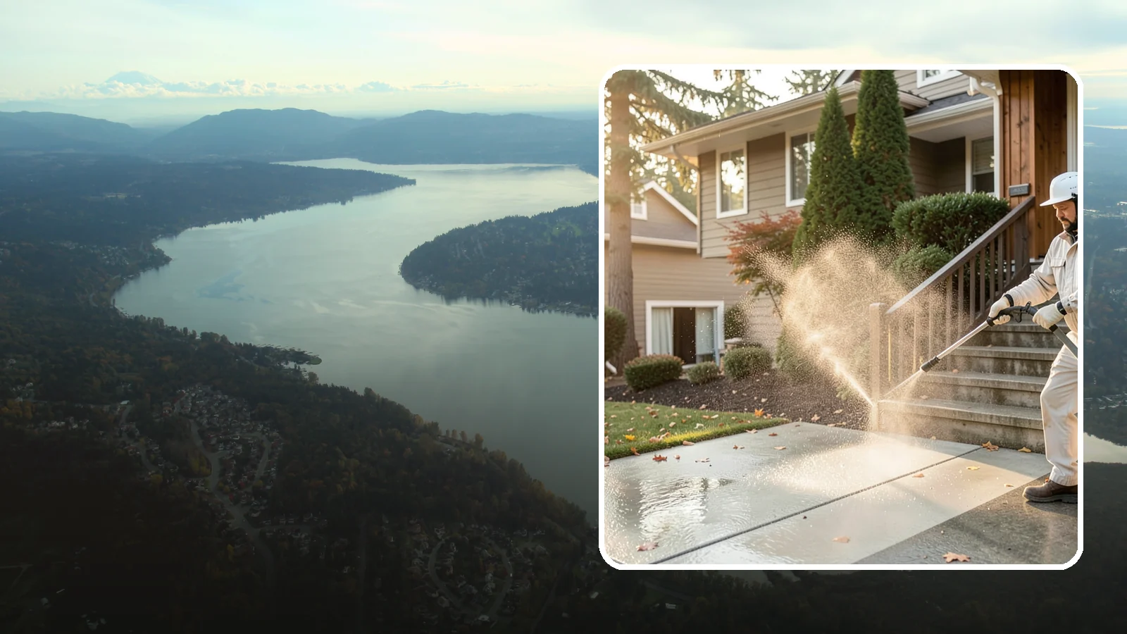 Stair Cleaning in Sammamish, King County, WA - Clean exterior stairs to remove the slick moss layer that makes wet-weather steps dangerous.