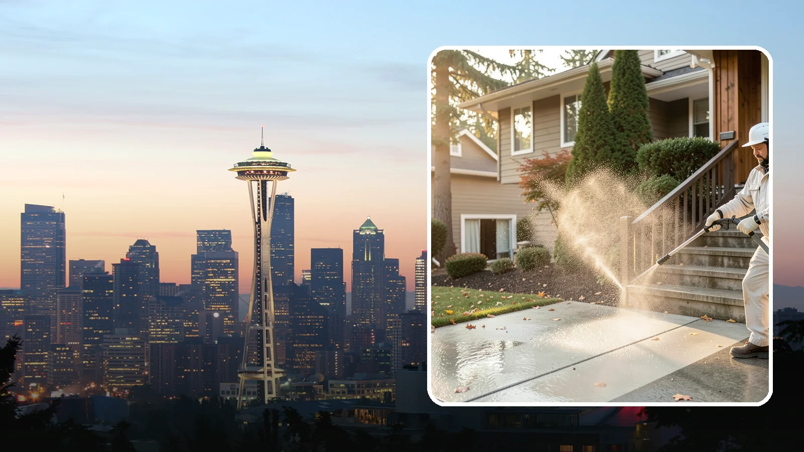 Stair Cleaning in Seattle, King County, WA - Clean exterior stairs to remove the slick moss layer that makes wet-weather steps dangerous.