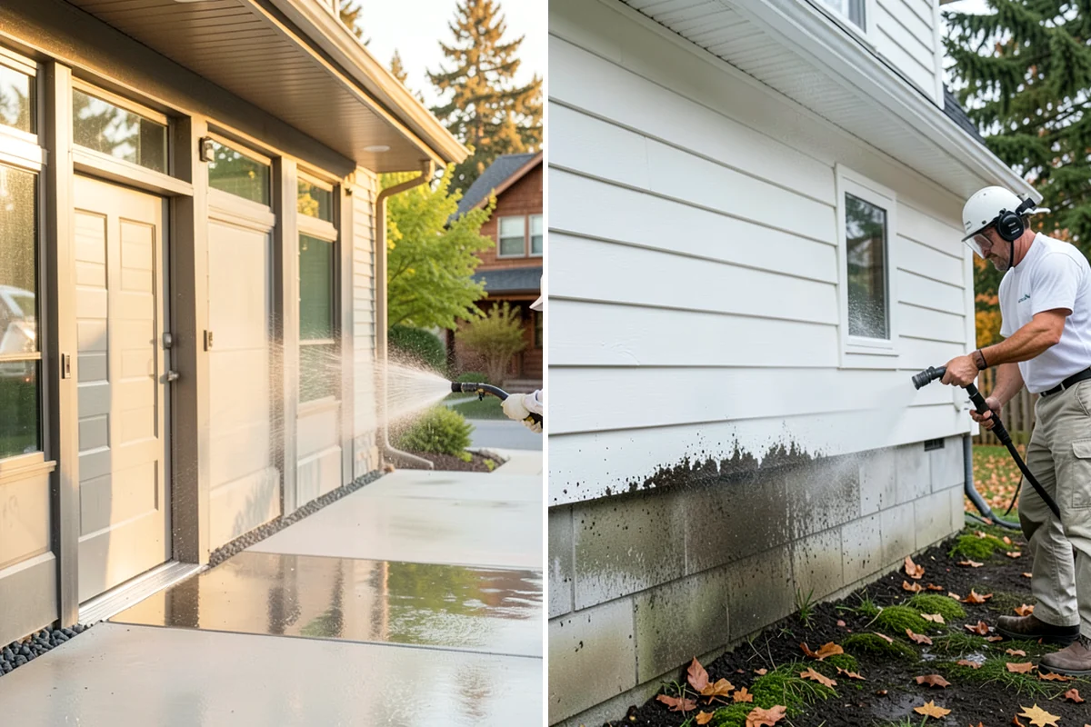 Stair Cleaning in Sedro-Woolley, Skagit County, WA - Clear debris and pre-treat treads and risers