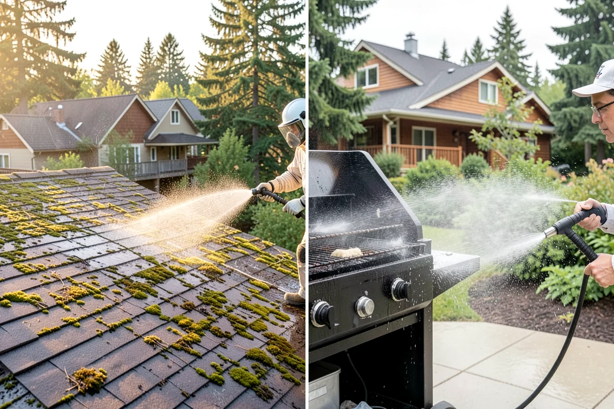 Stair Cleaning in Shoreline, King County, WA - Clear debris and pre-treat treads and risers