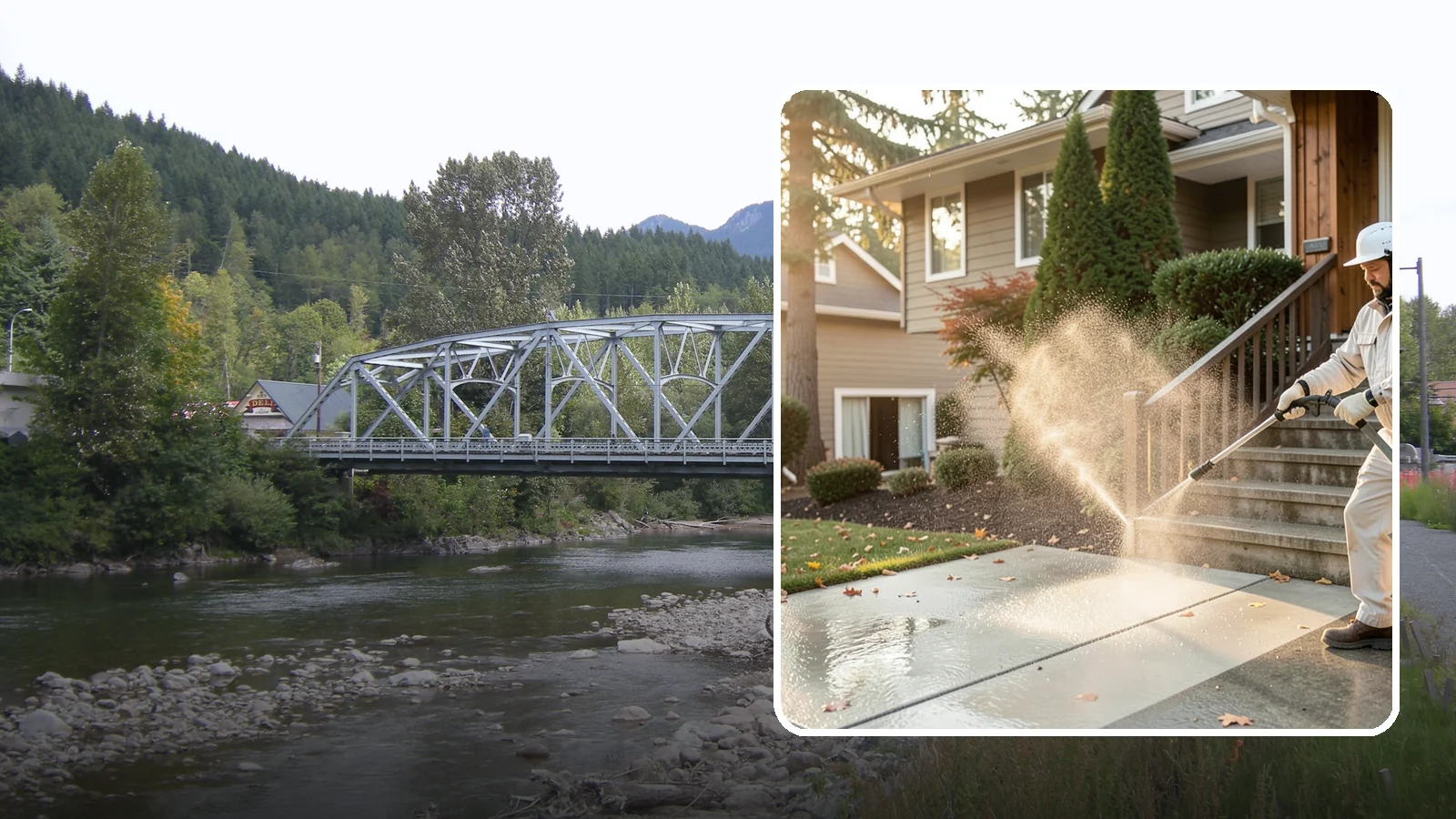 Stair Cleaning in Skykomish, King County, WA - Clean exterior stairs to remove the slick moss layer that makes wet-weather steps dangerous.