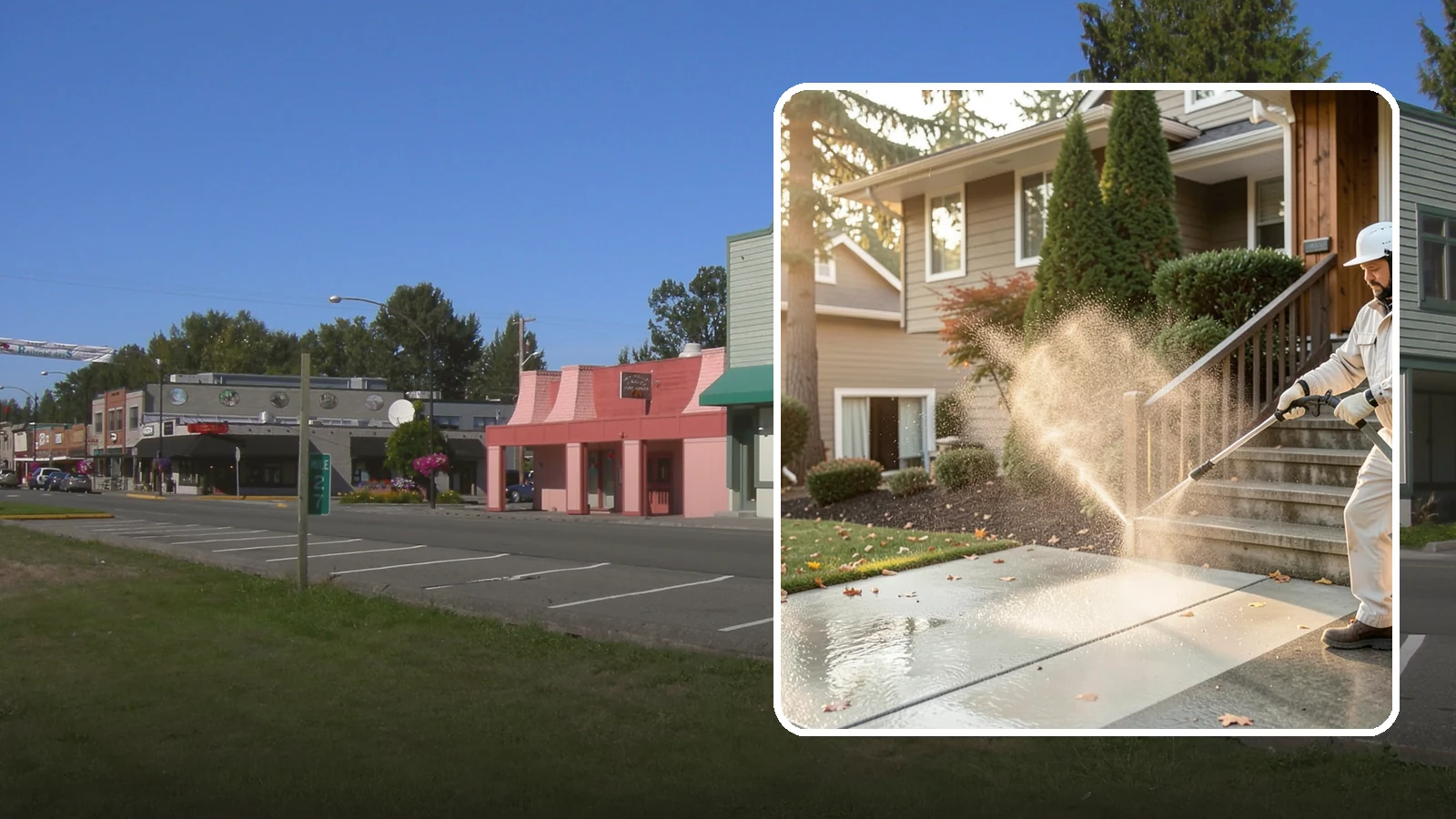 Stair Cleaning in Snoqualmie, King County, WA - Clean exterior stairs to remove the slick moss layer that makes wet-weather steps dangerous.