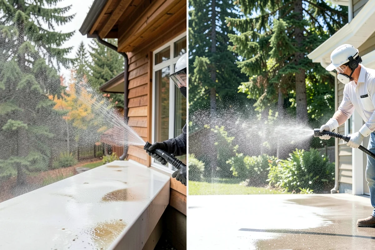 Stair Cleaning in Snoqualmie, King County, WA - Clear debris and pre-treat treads and risers