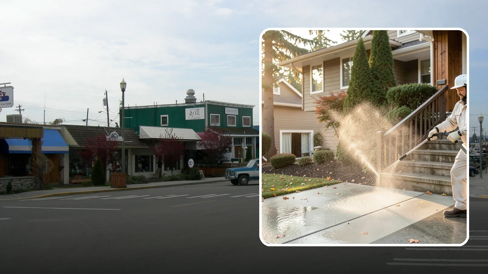 Stair Cleaning in Stanwood, Snohomish County, WA - Clean exterior stairs to remove the slick moss layer that makes wet-weather steps dangerous.