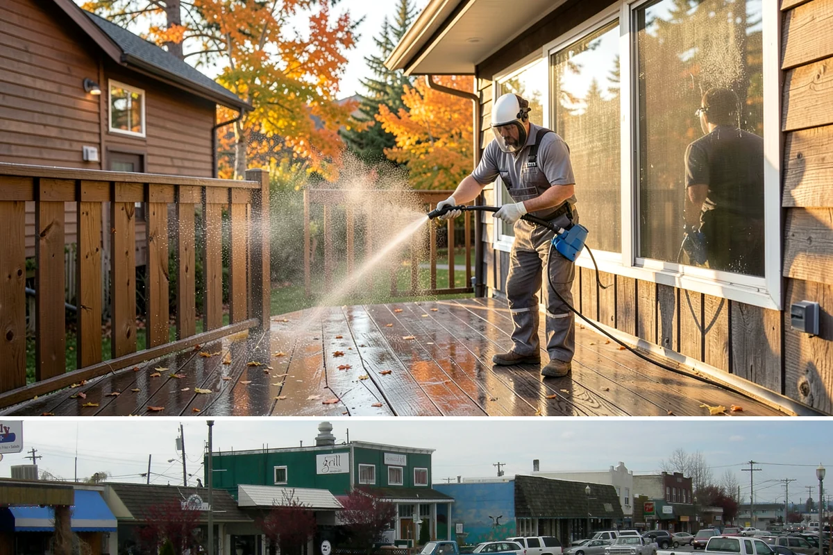 Stair Cleaning in Stanwood, Snohomish County, WA - Clean exterior stairs before the fall rains return to keep footing safe through winter.