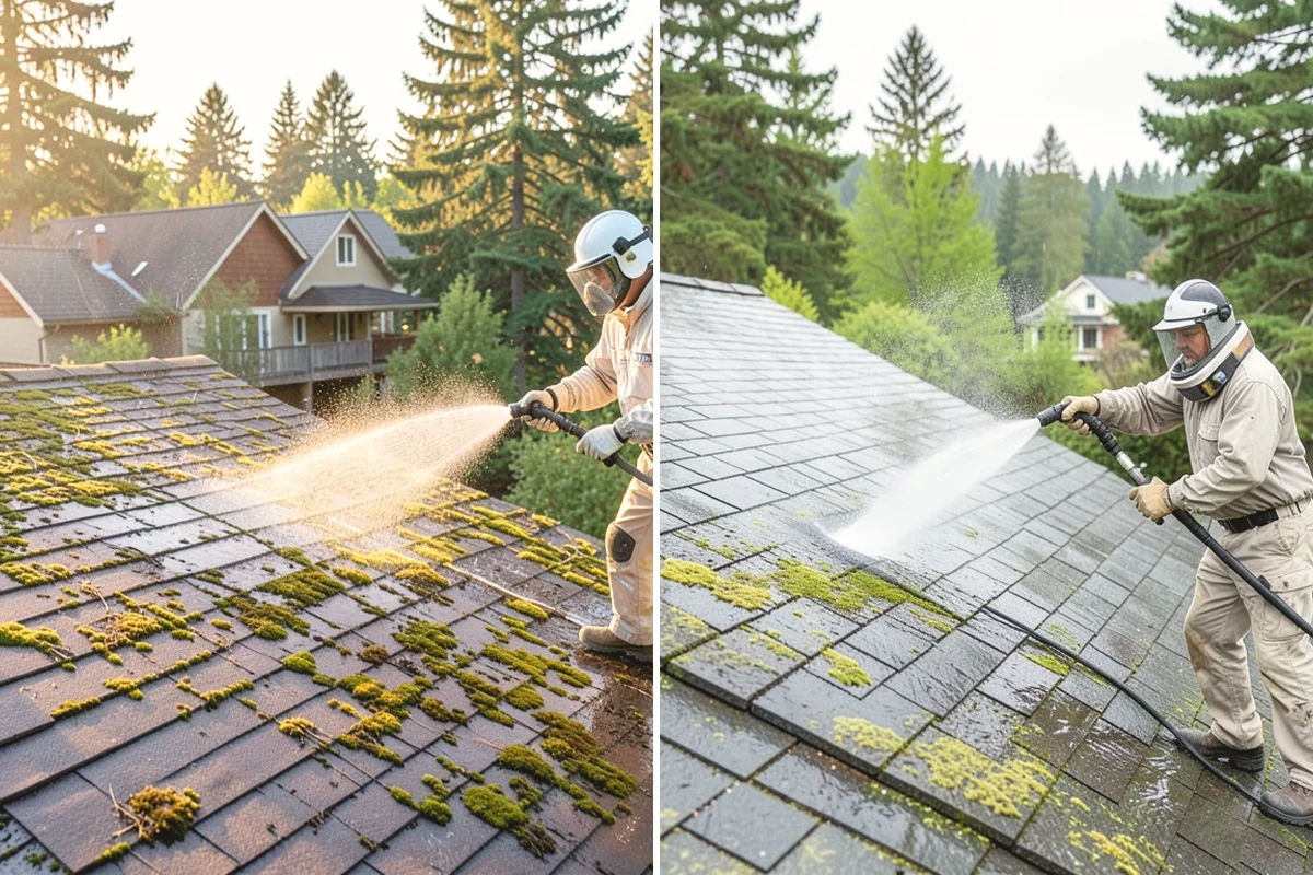 Stair Cleaning in Steilacoom, Pierce County, WA - Clear debris and pre-treat treads and risers
