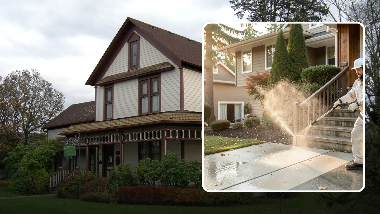 Stair Cleaning in Sumner, Pierce County, WA - Clean exterior stairs to remove the slick moss layer that makes wet-weather steps dangerous.