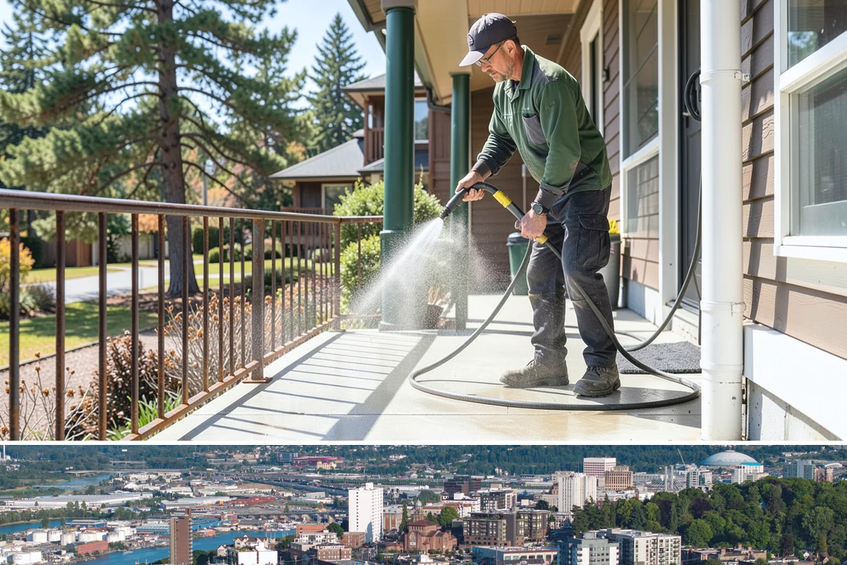 Stair Cleaning in Tacoma, Pierce County, WA - Clean exterior stairs before the fall rains return to keep footing safe through winter.