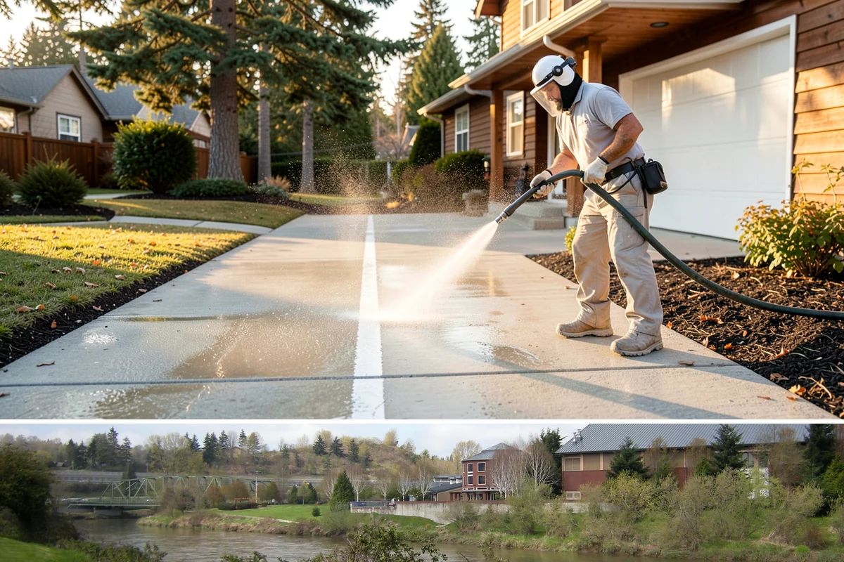 Stair Cleaning in Tukwila, King County, WA - Clean exterior stairs before the fall rains return to keep footing safe through winter.