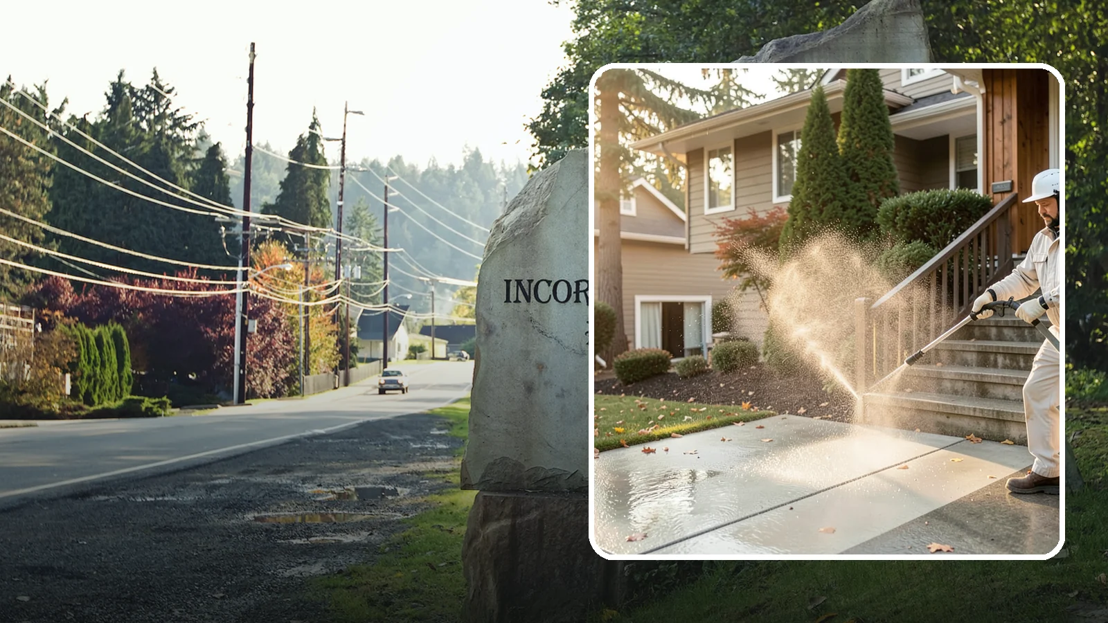 Stair Cleaning in Wilkeson, Pierce County, WA - Clean exterior stairs to remove the slick moss layer that makes wet-weather steps dangerous.