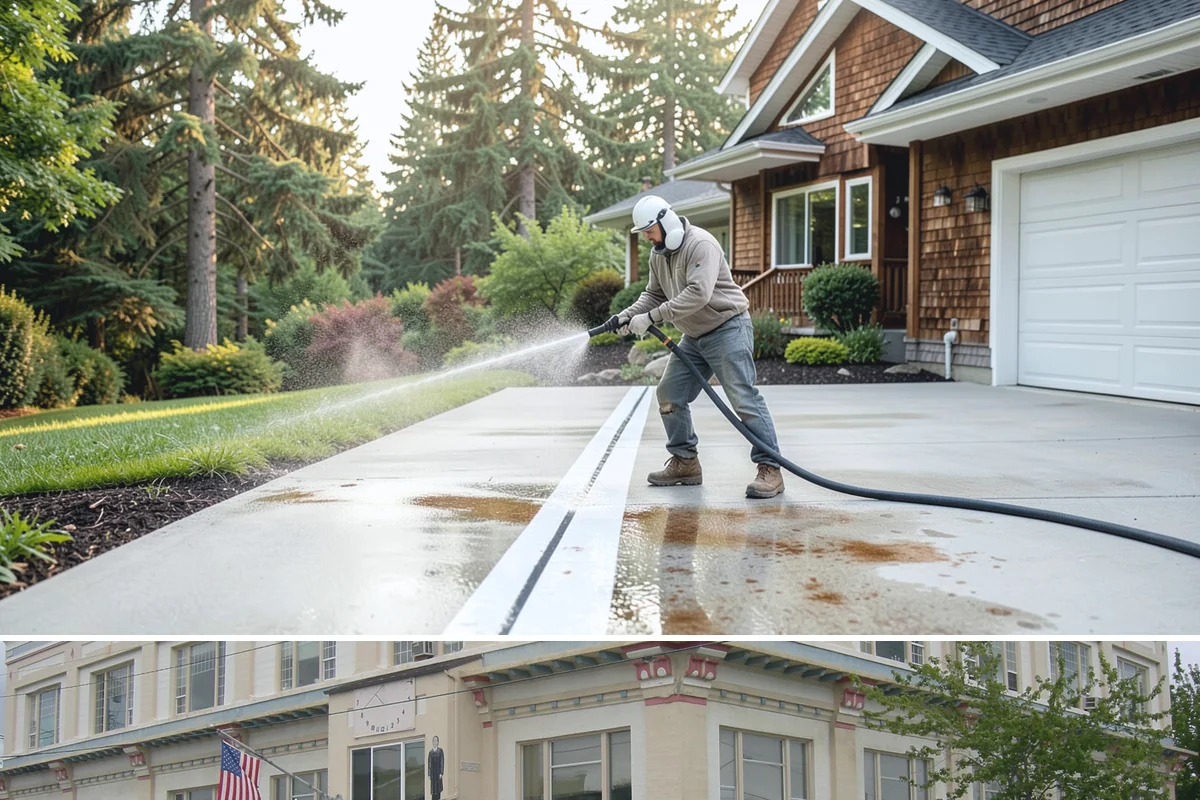 Stairwell Cleaning in Anacortes, Skagit County, WA - Stairwells benefit from cleaning two to three times a year, with priority through the wet fall and winter when algae peaks.