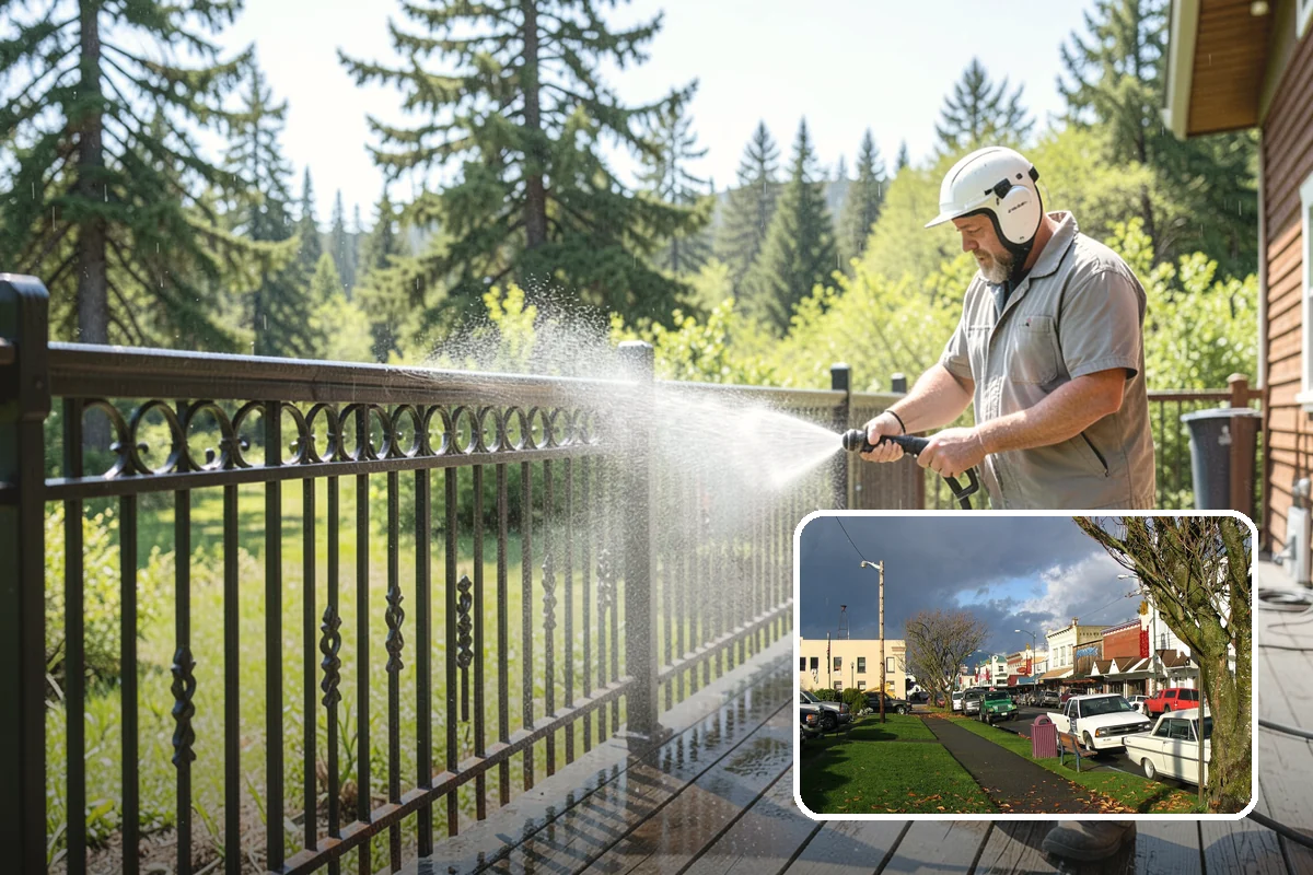 Stairwell Cleaning in Arlington, Snohomish County, WA - Removes slick algae and grime from shaded treads