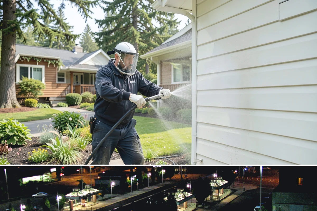 Stairwell Cleaning in Auburn, King County, WA - Stairwells benefit from cleaning two to three times a year, with priority through the wet fall and winter when algae peaks.
