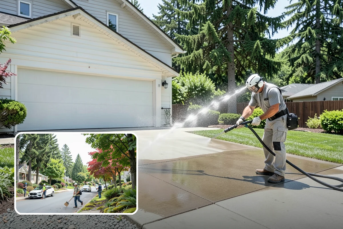 Stairwell Cleaning in Beaux Arts Village, King County, WA - Removes slick algae and grime from shaded treads