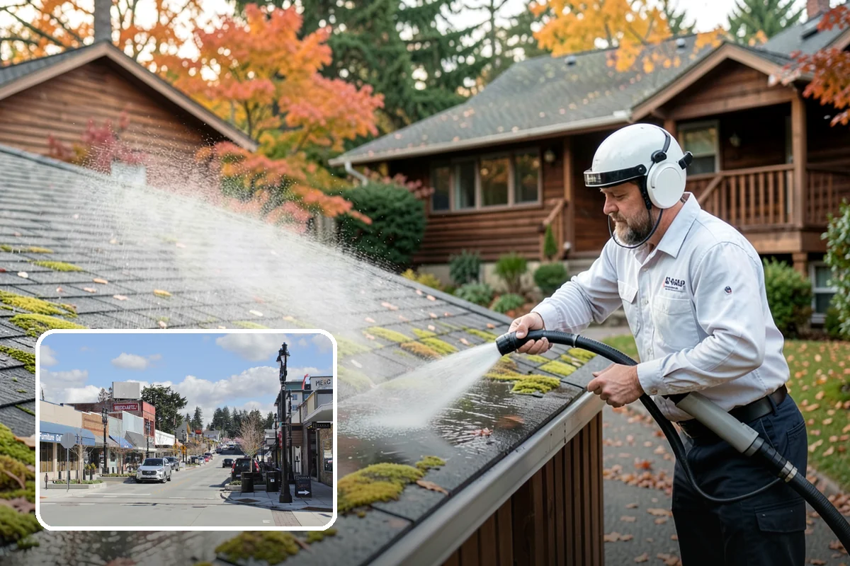 Stairwell Cleaning in Bothell, King County, WA - Removes slick algae and grime from shaded treads