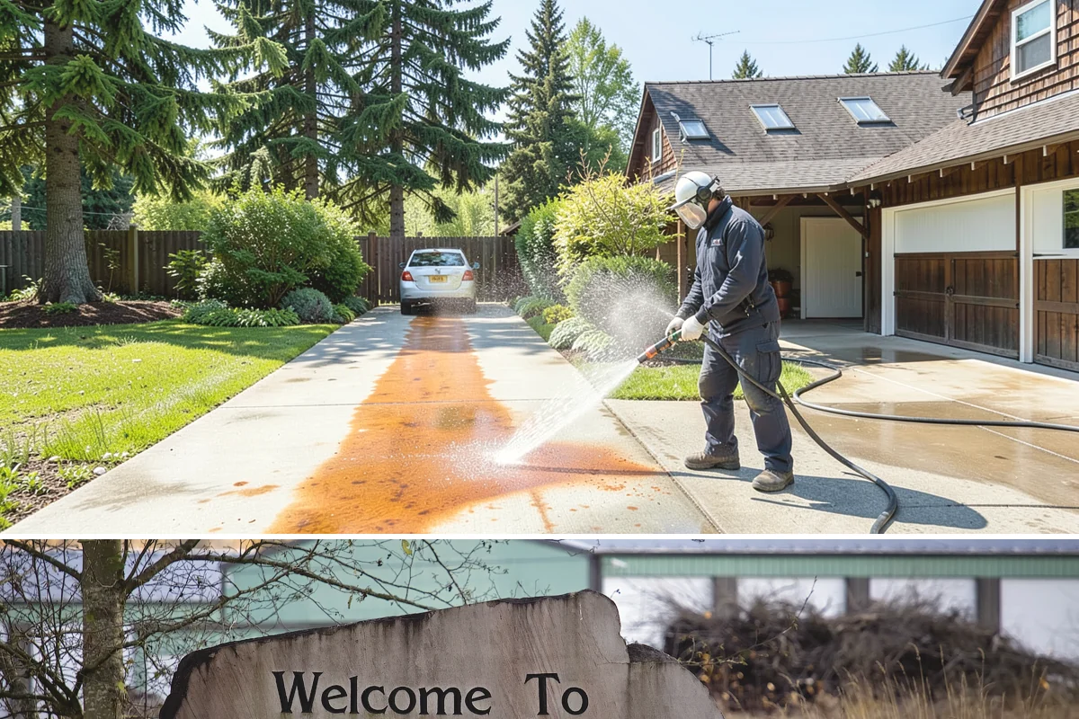 Stairwell Cleaning in Buckley, Pierce County, WA - Stairwells benefit from cleaning two to three times a year, with priority through the wet fall and winter when algae peaks.