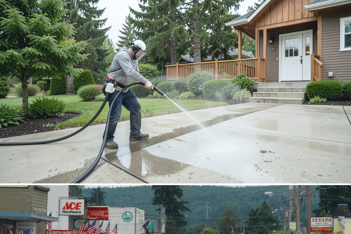 Stairwell Cleaning in Carnation, King County, WA - Stairwells benefit from cleaning two to three times a year, with priority through the wet fall and winter when algae peaks.