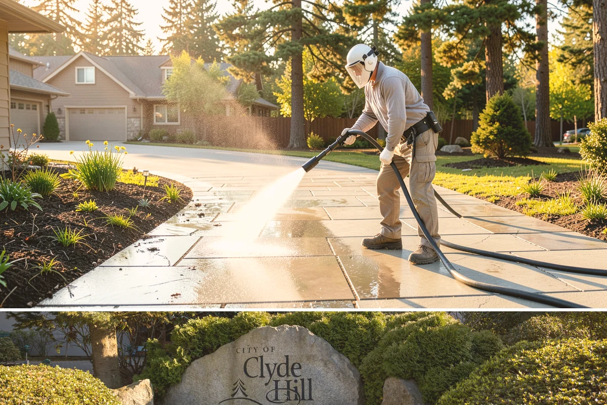 Stairwell Cleaning in Clyde Hill, King County, WA - Stairwells benefit from cleaning two to three times a year, with priority through the wet fall and winter when algae peaks.