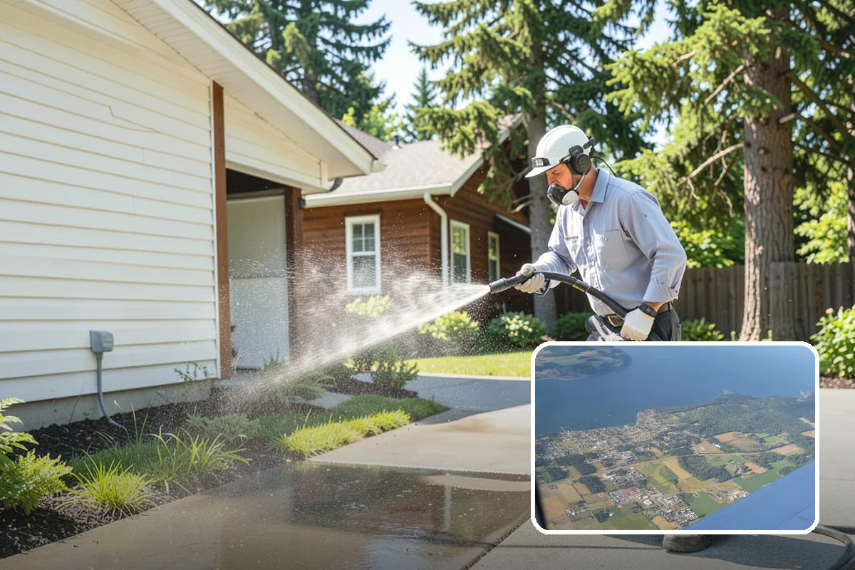 Stairwell Cleaning in Coupeville, Island County, WA - Removes slick algae and grime from shaded treads