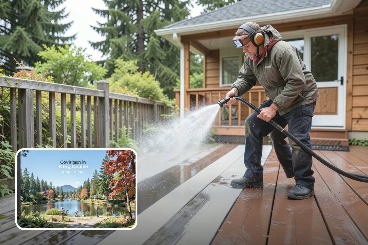 Stairwell Cleaning in Covington, King County, WA - Removes slick algae and grime from shaded treads