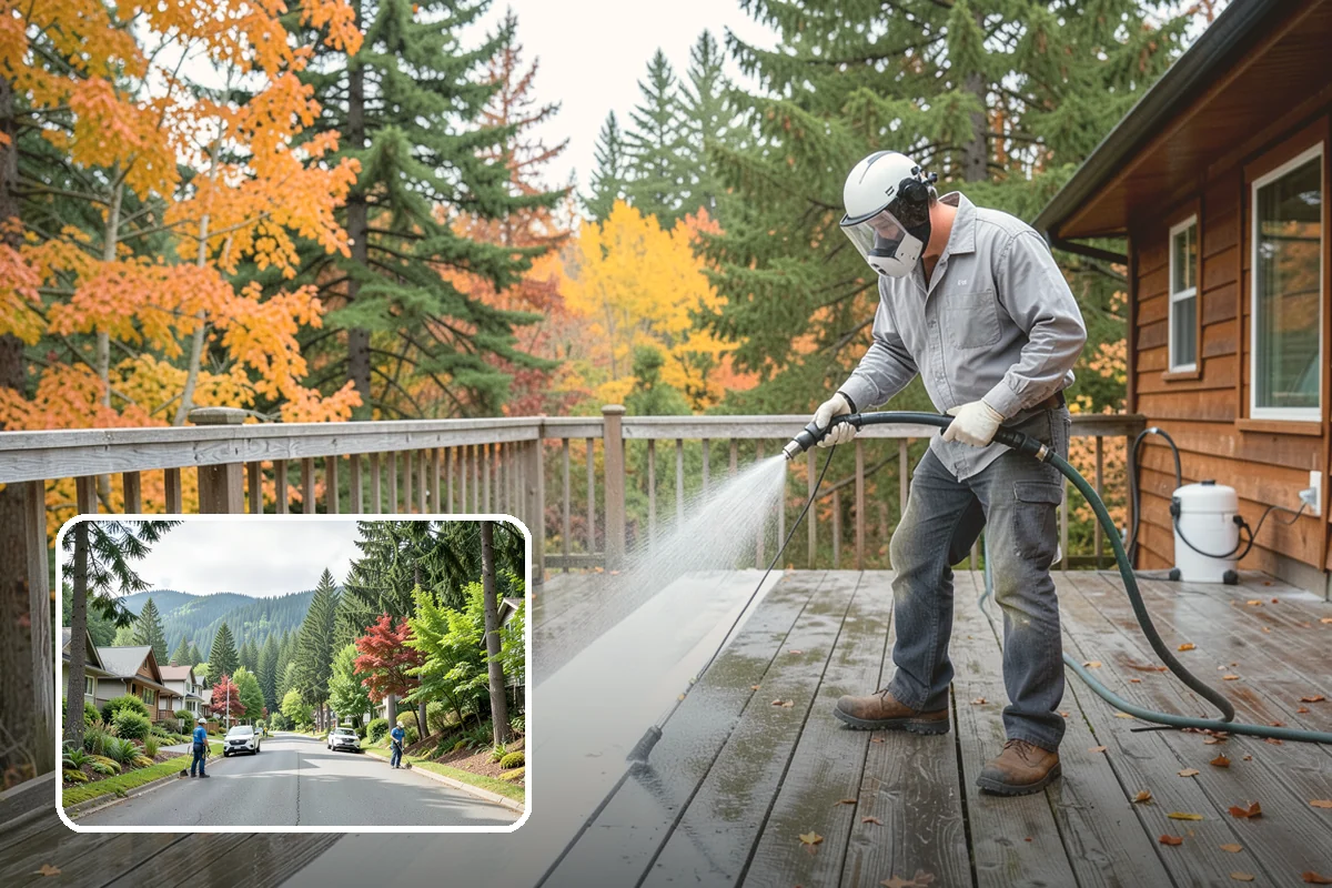 Stairwell Cleaning in Darrington, Snohomish County, WA - Removes slick algae and grime from shaded treads