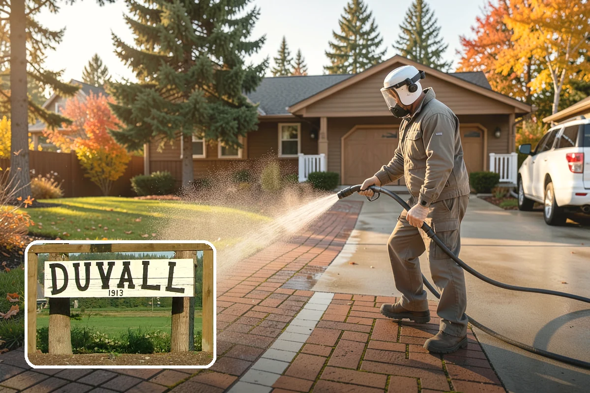 Stairwell Cleaning in Duvall, King County, WA - Removes slick algae and grime from shaded treads